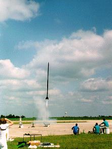 A 22 foot long rocket taking off