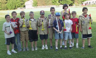 Cub Scouts with the rockets they built